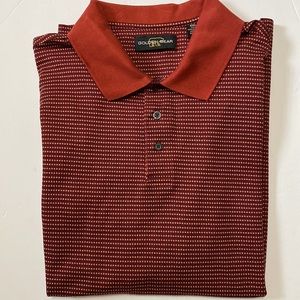 Golden Bear men’s 💯 cotton white dots stripes on maroon red polo s/s shirt XXL 🌞